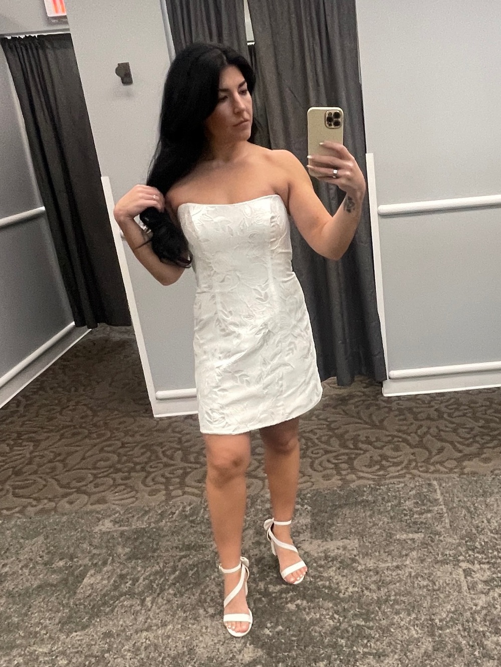 White Strapless Wedding DB Studio Mini Dress - NEVER WORN